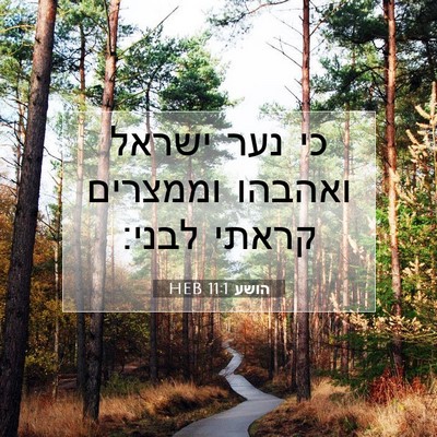 Picture 07 - הושע 11:1 HEB - כי נער ישראל ואהבהו - Bible Verse Picture