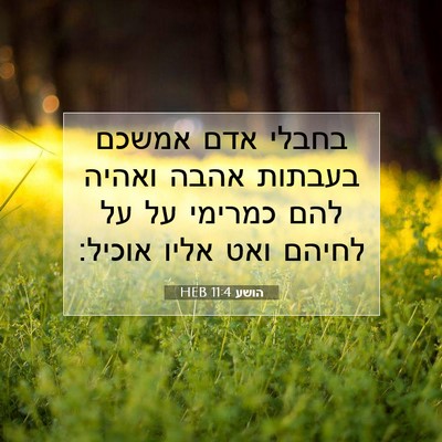 Picture 07 - הושע 11:4 HEB - בחבלי אדם אמשכם בעבתות - Bible Verse Picture