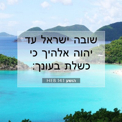 Picture 07 - הושע 14:1 HEB - שובה ישראל עד יהוה אלהיך כי - Bible Verse Picture
