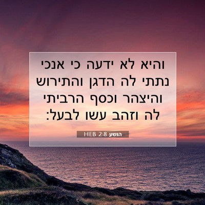 Picture 07 - הושע 2:8 HEB - והיא לא ידעה כי אנכי נתתי - Bible Verse Picture