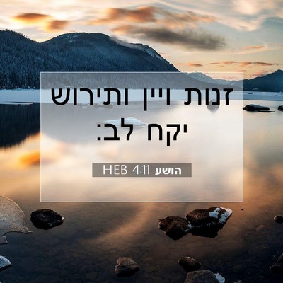Picture 07 - הושע 4:11 HEB - זנות ויין ותירוש יקח - Bible Verse Picture