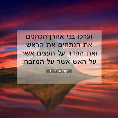 Picture 07 - ויקרא 1:8 HEB - וערכו בני אהרן הכהנים את - Bible Verse Picture