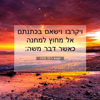 Picture 07 - ויקרא 10:5 HEB - ויקרבו וישאם בכתנתם אל - Bible Verse Picture