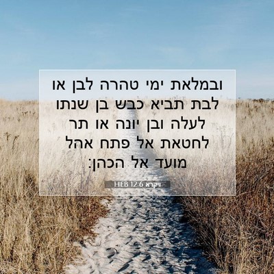 Picture 07 - ויקרא 12:6 HEB - ובמלאת ימי טהרה לבן או לבת - Bible Verse Picture