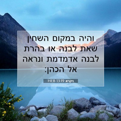 Picture 07 - ויקרא 13:19 HEB - והיה במקום השחין שאת לבנה - Bible Verse Picture