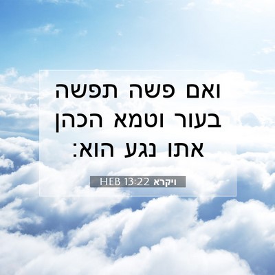 Picture 07 - ויקרא 13:22 HEB - ואם פשה תפשה בעור וטמא הכהן - Bible Verse Picture