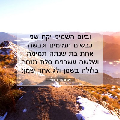 Picture 07 - ויקרא 14:10 HEB - וביום השמיני יקח שני כבשים - Bible Verse Picture