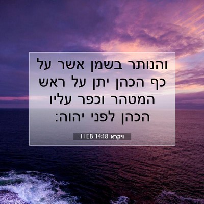 Picture 07 - ויקרא 14:18 HEB - והנותר בשמן אשר על כף הכהן - Bible Verse Picture