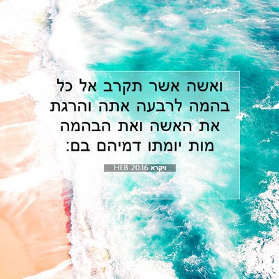 Picture 07 - ויקרא 20:16 HEB - ואשה אשר תקרב אל כל בהמה - Bible Verse Picture