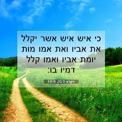 Picture 07 - ויקרא 20:9 HEB - כי איש איש אשר יקלל את אביו - Bible Verse Picture