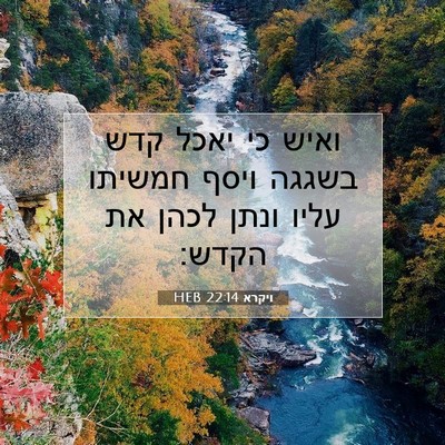Picture 07 - ויקרא 22:14 HEB - ואיש כי יאכל קדש בשגגה ויסף - Bible Verse Picture