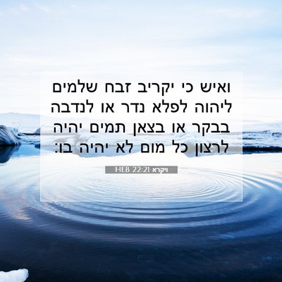 Picture 07 - ויקרא 22:21 HEB - ואיש כי יקריב זבח שלמים - Bible Verse Picture