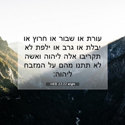 Picture 07 - ויקרא 22:22 HEB - עורת או שבור או חרוץ או - Bible Verse Picture