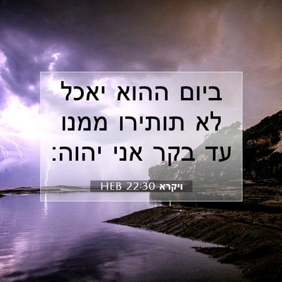 Picture 07 - ויקרא 22:30 HEB - ביום ההוא יאכל לא תותירו - Bible Verse Picture