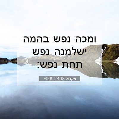 Picture 07 - ויקרא 24:18 HEB - ומכה נפש בהמה ישלמנה נפש - Bible Verse Picture
