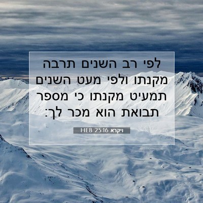 Picture 07 - ויקרא 25:16 HEB - לפי רב השנים תרבה מקנתו - Bible Verse Picture