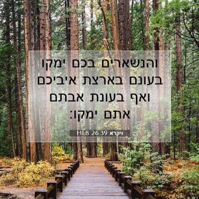 Picture 07 - ויקרא 26:39 HEB - והנשארים בכם ימקו בעונם - Bible Verse Picture