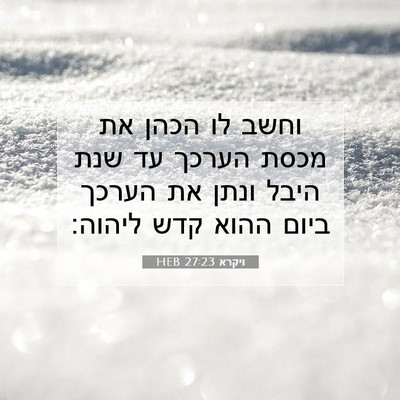 Picture 07 - ויקרא 27:23 HEB - וחשב לו הכהן את מכסת הערכך - Bible Verse Picture