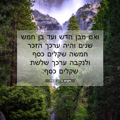 Picture 07 - ויקרא 27:6 HEB - ואם מבן חדש ועד בן חמש שנים - Bible Verse Picture
