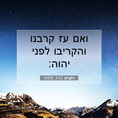 Picture 07 - ויקרא 3:12 HEB - ואם עז קרבנו והקריבו לפני - Bible Verse Picture