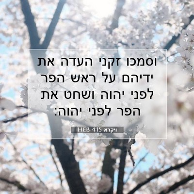 Picture 07 - ויקרא 4:15 HEB - וסמכו זקני העדה את ידיהם על - Bible Verse Picture