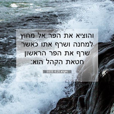 Picture 07 - ויקרא 4:21 HEB - והוציא את הפר אל מחוץ למחנה - Bible Verse Picture