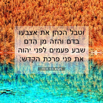 Picture 07 - ויקרא 4:6 HEB - וטבל הכהן את אצבעו בדם והזה - Bible Verse Picture
