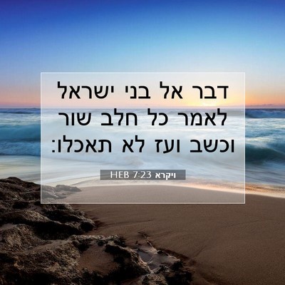 Picture 07 - ויקרא 7:23 HEB - דבר אל בני ישראל לאמר כל - Bible Verse Picture