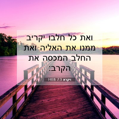 Picture 07 - ויקרא 7:3 HEB - ואת כל חלבו יקריב ממנו את - Bible Verse Picture