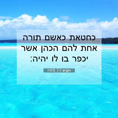 Picture 07 - ויקרא 7:7 HEB - כחטאת כאשם תורה אחת להם - Bible Verse Picture