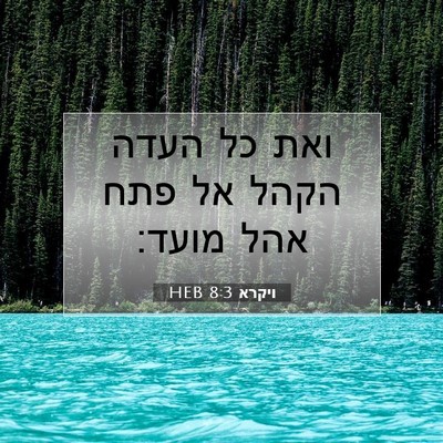 Picture 07 - ויקרא 8:3 HEB - ואת כל העדה הקהל אל פתח אהל - Bible Verse Picture