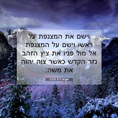 Picture 07 - ויקרא 8:9 HEB - וישם את המצנפת על ראשו וישם - Bible Verse Picture