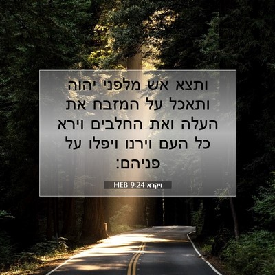 Picture 07 - ויקרא 9:24 HEB - ותצא אש מלפני יהוה ותאכל על - Bible Verse Picture
