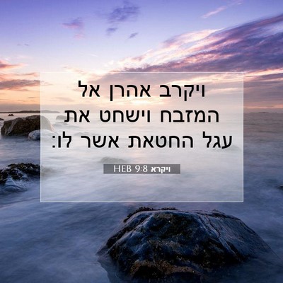 Picture 07 - ויקרא 9:8 HEB - ויקרב אהרן אל המזבח וישחט - Bible Verse Picture