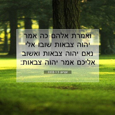 Picture 07 - זכריה 1:3 HEB - ואמרת אלהם כה אמר יהוה - Bible Verse Picture