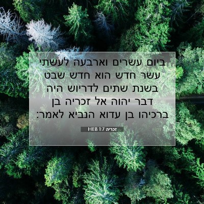 Picture 07 - זכריה 1:7 HEB - ביום עשרים וארבעה לעשתי - Bible Verse Picture