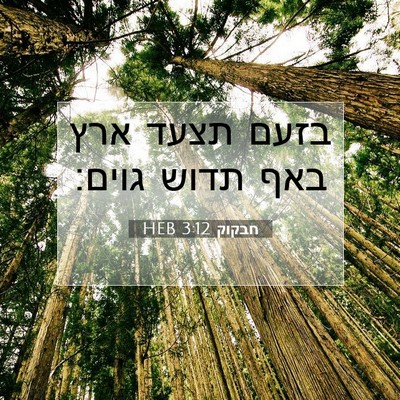 Picture 07 - חבקוק 3:12 HEB - בזעם תצעד ארץ באף תדוש - Bible Verse Picture