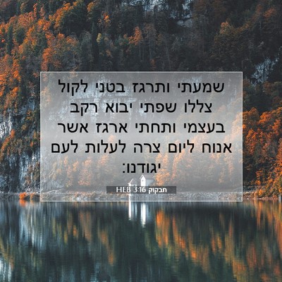 Picture 07 - חבקוק 3:16 HEB - שמעתי ותרגז בטני לקול צללו - Bible Verse Picture
