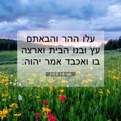 Picture 07 - חגי 1:8 HEB - עלו ההר והבאתם עץ ובנו הבית - Bible Verse Picture
