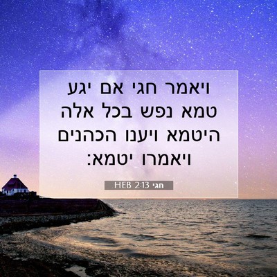 Picture 07 - חגי 2:13 HEB - ויאמר חגי אם יגע טמא נפש - Bible Verse Picture