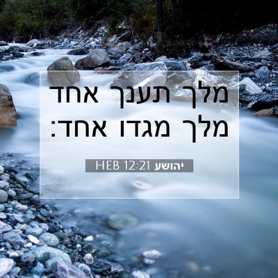 Picture 07 - יהושע 12:21 HEB - מלך תענך אחד מלך מגדו - Bible Verse Picture