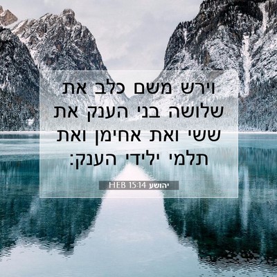 Picture 07 - יהושע 15:14 HEB - וירש משם כלב את שלושה בני - Bible Verse Picture