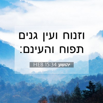 Picture 07 - יהושע 15:34 HEB - וזנוח ועין גנים תפוח - Bible Verse Picture