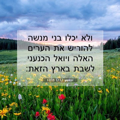 Picture 07 - יהושע 17:12 HEB - ולא יכלו בני מנשה להוריש את - Bible Verse Picture