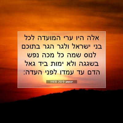 Picture 07 - יהושע 20:9 HEB - אלה היו ערי המועדה לכל בני - Bible Verse Picture
