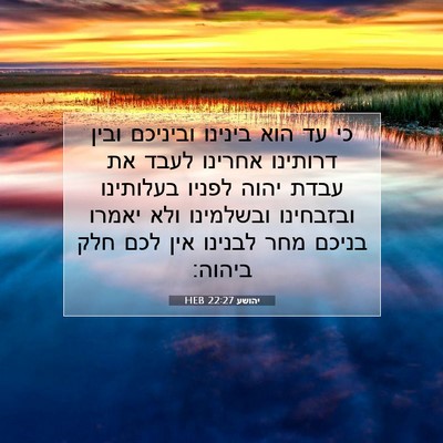 Picture 07 - יהושע 22:27 HEB - כי עד הוא בינינו וביניכם - Bible Verse Picture