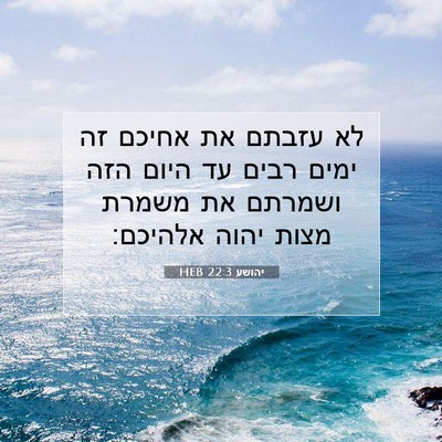 Picture 07 - יהושע 22:3 HEB - לא עזבתם את אחיכם זה ימים - Bible Verse Picture