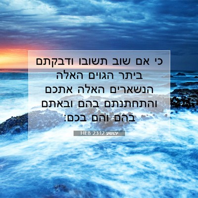 Picture 07 - יהושע 23:12 HEB - כי אם שוב תשובו ודבקתם ביתר - Bible Verse Picture