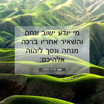 Picture 07 - יואל 2:14 HEB - מי יודע ישוב ונחם והשאיר - Bible Verse Picture