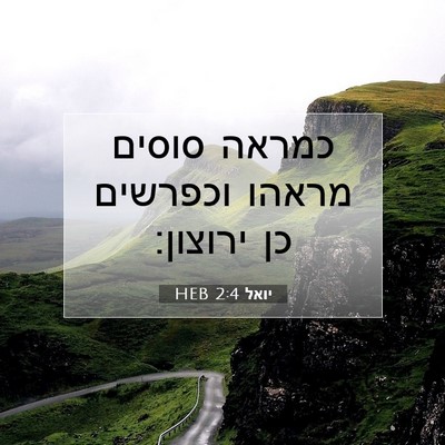 Picture 07 - יואל 2:4 HEB - כמראה סוסים מראהו וכפרשים - Bible Verse Picture